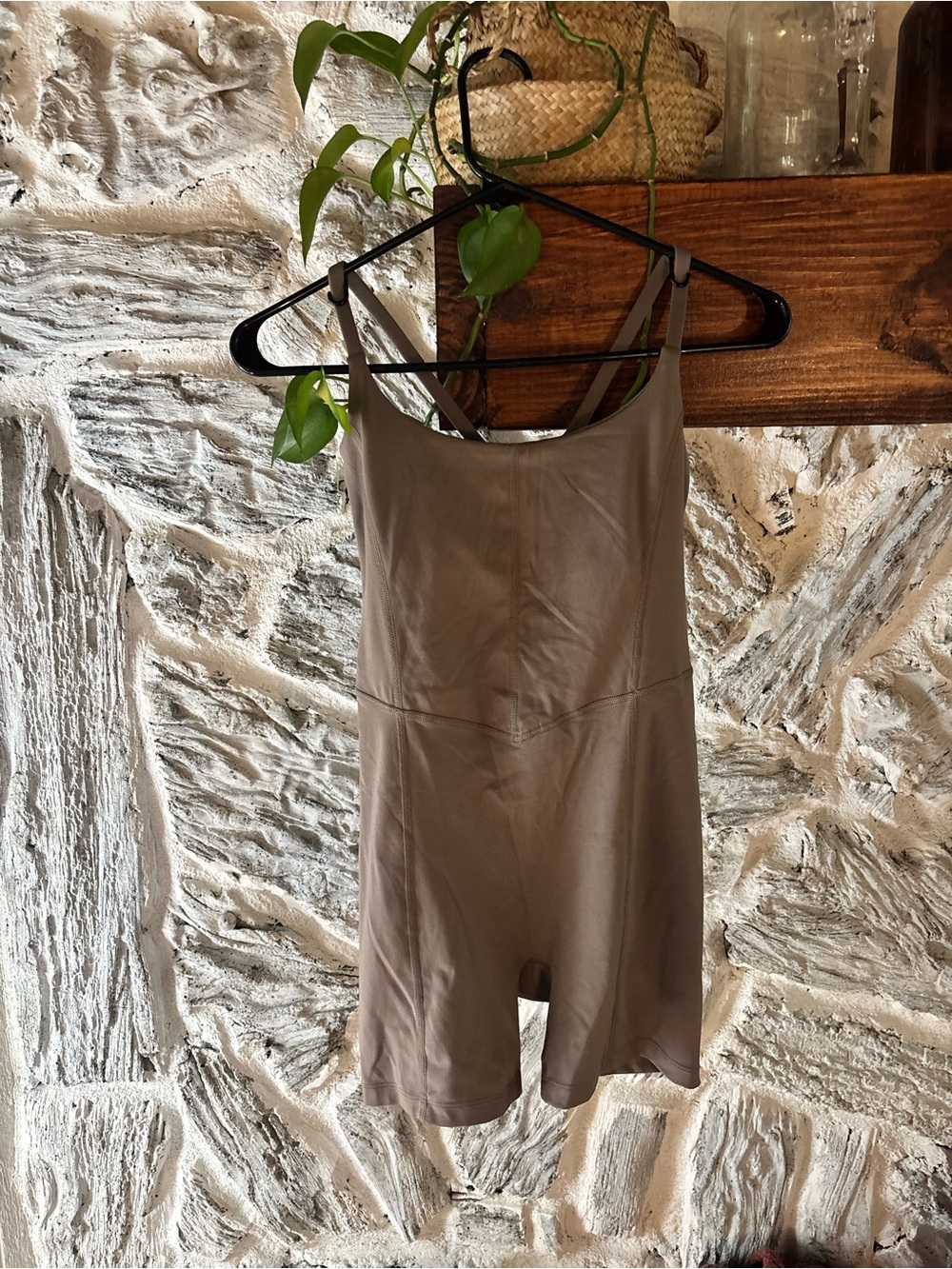 JoyLab Taupe Shapewear Romper with Adjustable Straps